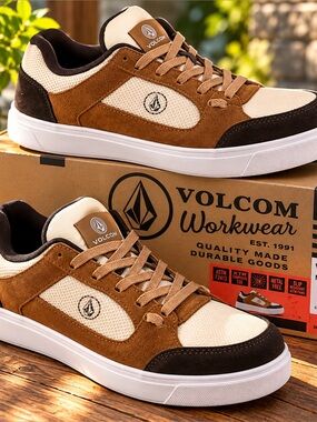 Volcom Evolve Men’s 11 Wide Composite Toe Work Shoes Brown White VM30236 NEW